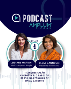 Leidiane Mariani e Elbia Gannoun para o 32º episódio do podcast Amplum Biogás